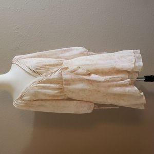 Dress Forum Floral Tan Midi Long-Sleeve Dress Size Medium